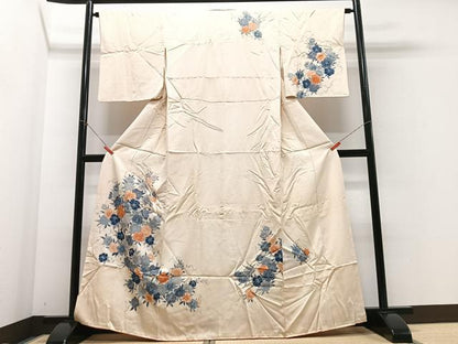 平和屋着物■訪問着　刺繍　草花文　正絹　逸品　CABF4806xe