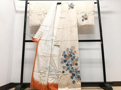 平和屋着物■訪問着　刺繍　草花文　正絹　逸品　CABF4806xe