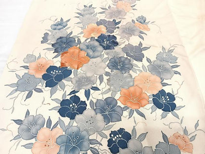 平和屋着物■訪問着　刺繍　草花文　正絹　逸品　CABF4806xe