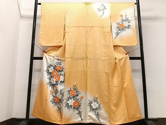 平和屋着物■訪問着 手描き 草花文 暈し染め 正絹 逸品 CABF4807xe