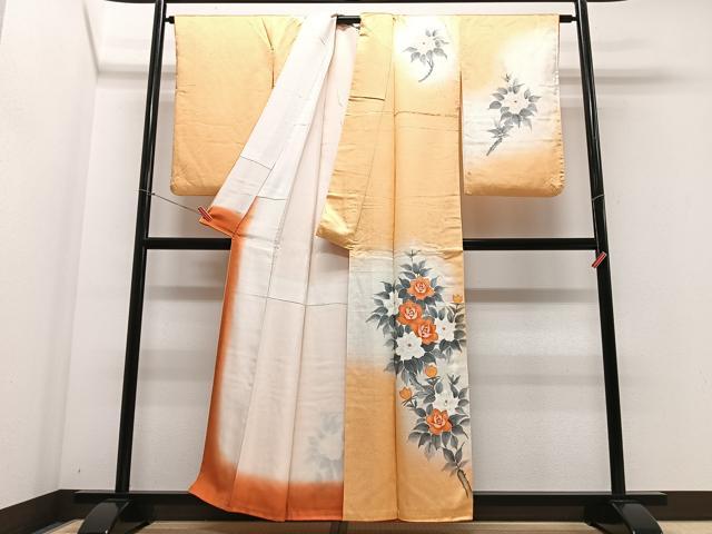 平和屋着物■訪問着 手描き 草花文 暈し染め 正絹 逸品 CABF4807xe