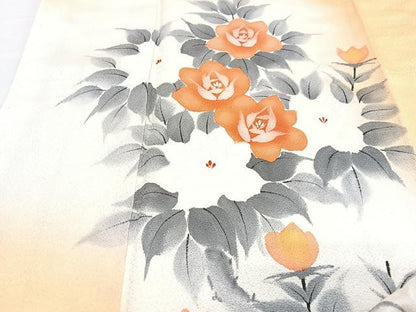 平和屋着物■訪問着 手描き 草花文 暈し染め 正絹 逸品 CABF4807xe