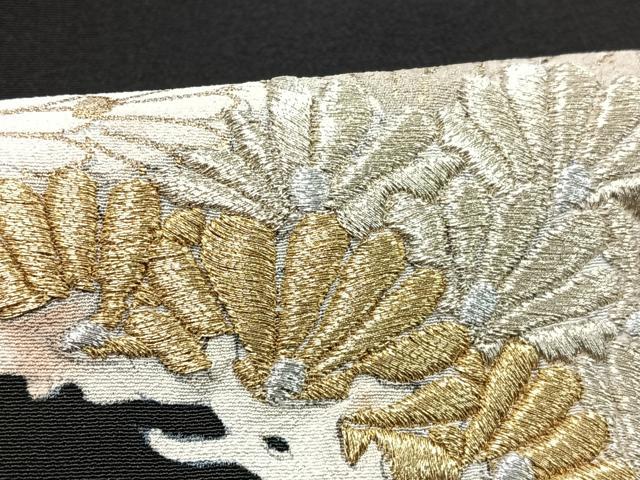平和屋着物■豪華黒留袖　刺繍　枝松文　金銀彩　正絹　逸品　CABF4811xe