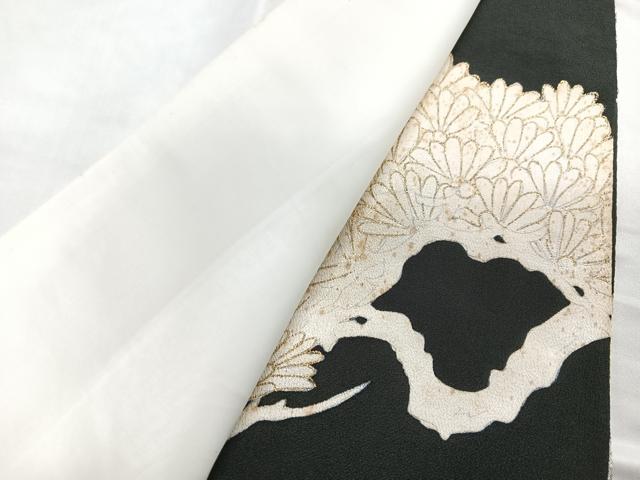 平和屋着物■豪華黒留袖　刺繍　枝松文　金銀彩　正絹　逸品　CABF4811xe