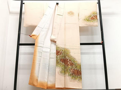 平和屋着物■訪問着　ろうけつ染　草花文　正絹　逸品　CABF4814xe