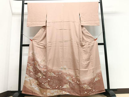 平和屋着物■豪華色留袖　扇面立波花文　暈し染め　金彩　正絹　逸品　CABF4828xe