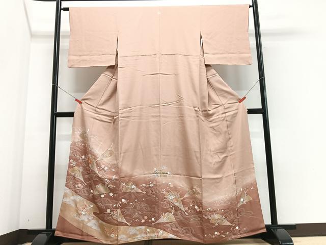 平和屋着物■豪華色留袖　扇面立波花文　暈し染め　金彩　正絹　逸品　CABF4828xe