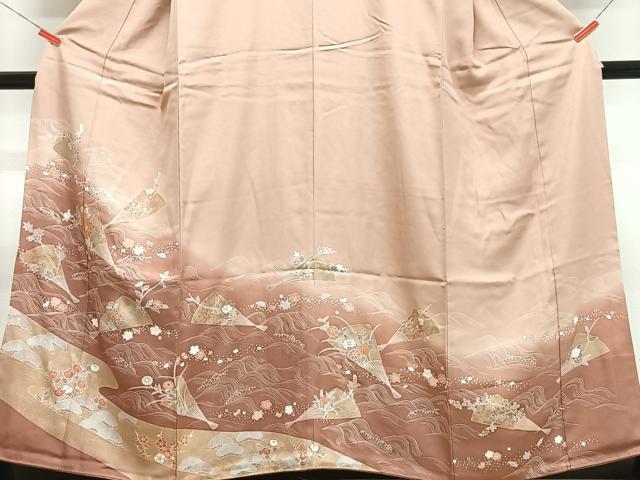 平和屋着物■豪華色留袖　扇面立波花文　暈し染め　金彩　正絹　逸品　CABF4828xe