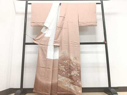 平和屋着物■豪華色留袖　扇面立波花文　暈し染め　金彩　正絹　逸品　CABF4828xe