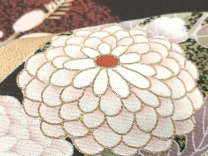 平和屋着物■豪華黒留袖　作家物　草花文　金彩　正絹　逸品　CABF4831xe