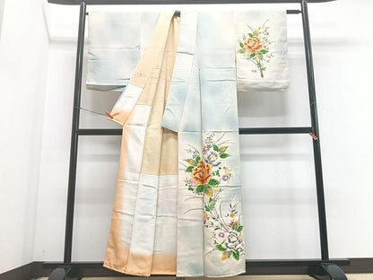 平和屋着物■訪問着　草花文　地紋起こし　暈し染め　正絹　逸品　CABF4835xe