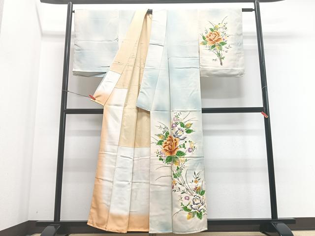 平和屋着物■訪問着　草花文　地紋起こし　暈し染め　正絹　逸品　CABF4835xe