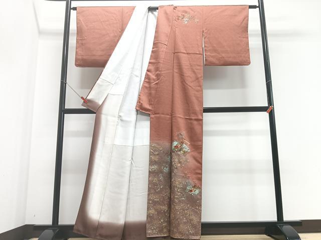 平和屋着物■訪問着　刺繍　地紙草花文　金彩　正絹　逸品　CABF4837xe