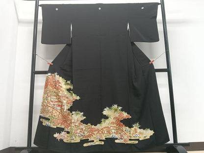 平和屋着物■豪華黒留袖 風景松文 金彩 正絹 逸品 CABF4841xe