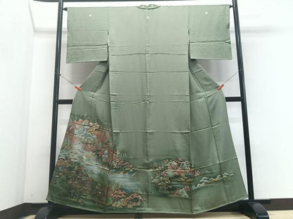 平和屋着物■豪華色留袖 風景文 金彩 正絹 逸品 CABF4846xe