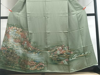 平和屋着物■豪華色留袖 風景文 金彩 正絹 逸品 CABF4846xe