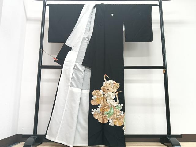 平和屋着物■豪華黒留袖　総刺繍　群鶴花文　金銀糸　洗える着物　CABF4860xe