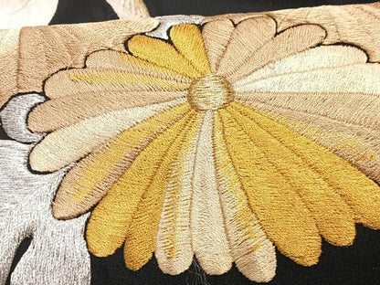 平和屋着物■豪華黒留袖　総刺繍　群鶴花文　金銀糸　洗える着物　CABF4860xe