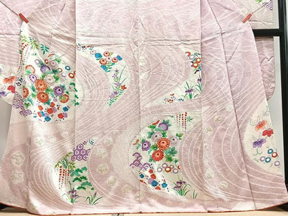 平和屋着物■豪華振袖　駒刺繍　流水花文　金彩　正絹　逸品　CABF4871xe