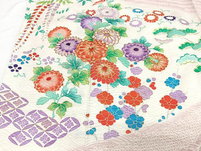 平和屋着物■豪華振袖　駒刺繍　流水花文　金彩　正絹　逸品　CABF4871xe