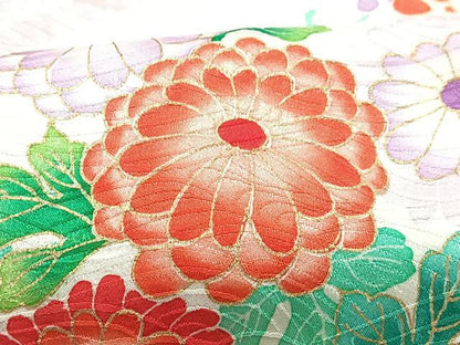 平和屋着物■豪華振袖　駒刺繍　流水花文　金彩　正絹　逸品　CABF4871xe