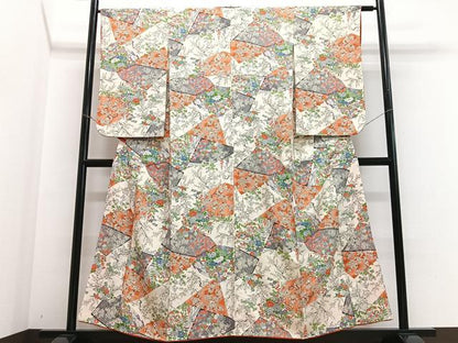 平和屋着物■上質な小紋 切嵌枝花文 正絹 逸品 CABF4873xe