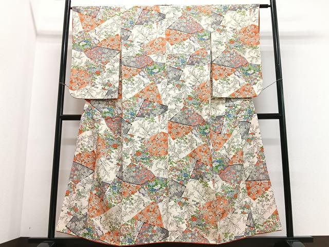 平和屋着物■上質な小紋 切嵌枝花文 正絹 逸品 CABF4873xe