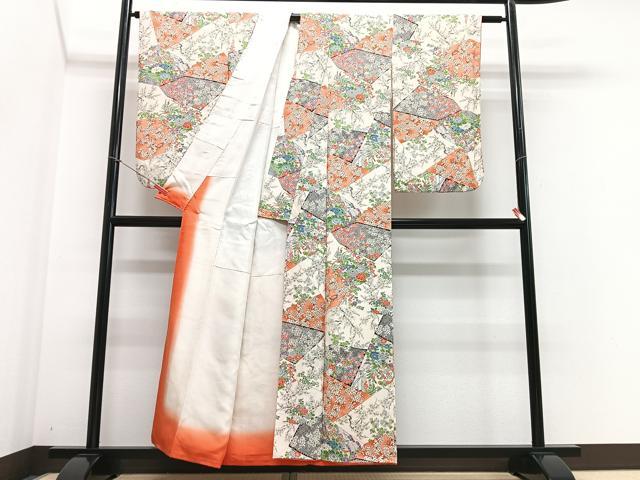 平和屋着物■上質な小紋 切嵌枝花文 正絹 逸品 CABF4873xe