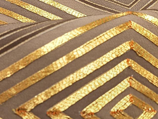 平和屋着物■豪華黒留袖　駒刺繍　幾何学文様　金彩　正絹　逸品　CABF4876xe