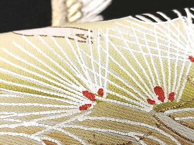 平和屋着物■豪華黒留袖　刺繍　飛鶴松文　金彩　正絹　逸品　CABF4877xe