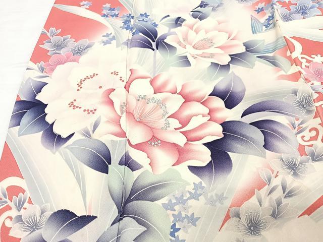平和屋着物●豪華振袖　駒刺繍　雪輪草花文　暈し染め　金彩　正絹　逸品　DABB0362ud 平和屋着物○豪華振袖 駒刺繍 雪輪草花文 暈し染め 金彩 正絹 逸品