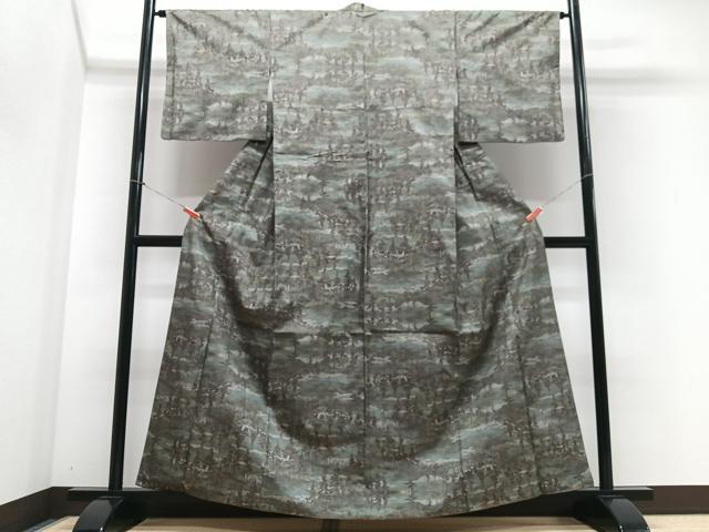 平和屋着物■本場大島紬　7マルキ　樹林文　三越扱い　正絹　逸品　CABF4885xe