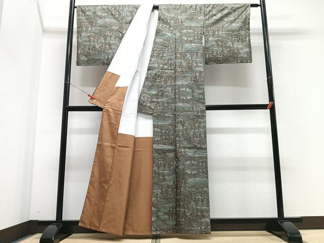 平和屋着物■本場大島紬　7マルキ　樹林文　三越扱い　正絹　逸品　CABF4885xe