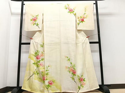 平和屋着物■訪問着　手描き　枝花文　暈し染め　正絹　逸品　CABF4888xe