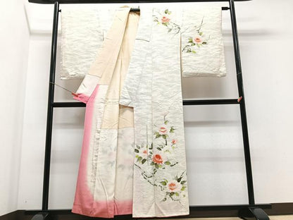 平和屋着物■訪問着　手描き　枝花文　金彩　正絹　逸品　CABF4891xe