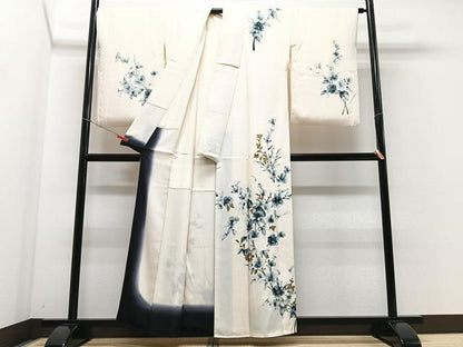 平和屋着物■訪問着 手描き 枝花文 正絹 逸品 CABF4892xe