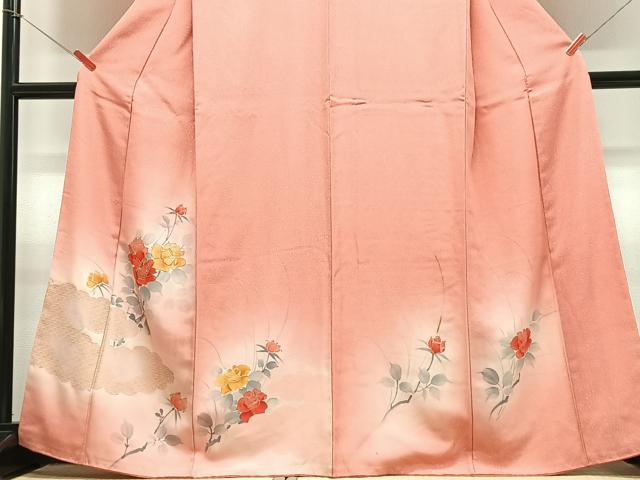 平和屋着物■訪問着　駒刺繍　吉祥枝花文　暈し染め　正絹　逸品　CABF4893xe