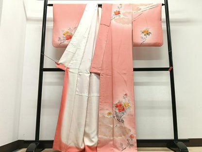 平和屋着物■訪問着　駒刺繍　吉祥枝花文　暈し染め　正絹　逸品　CABF4893xe