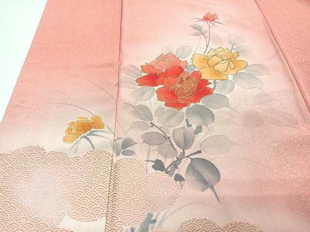 平和屋着物■訪問着　駒刺繍　吉祥枝花文　暈し染め　正絹　逸品　CABF4893xe