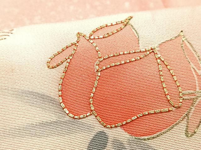 平和屋着物■訪問着　駒刺繍　吉祥枝花文　暈し染め　正絹　逸品　CABF4893xe