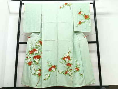 平和屋着物■訪問着　手描き　枝花文　金彩　正絹　逸品　CABF4897xe