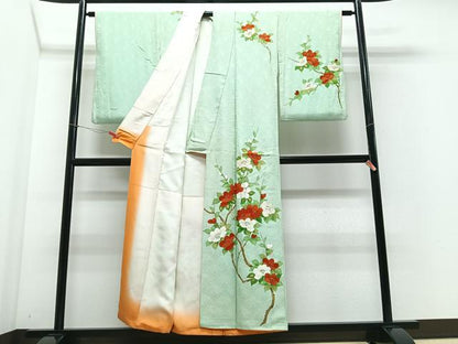 平和屋着物■訪問着　手描き　枝花文　金彩　正絹　逸品　CABF4897xe