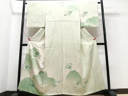 平和屋着物■訪問着　地紋起こし　雲取り枝花文　正絹　逸品　CABF4907xe