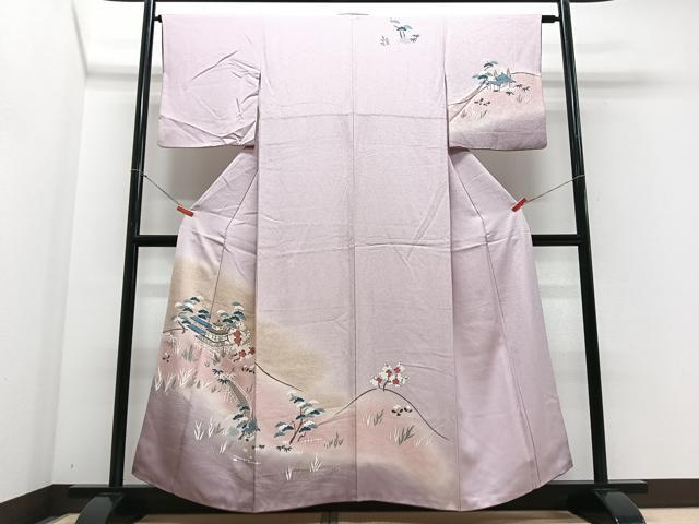 平和屋着物■訪問着 駒刺繍 風景文 暈し染め 金彩 正絹 逸品 CABF4908xe