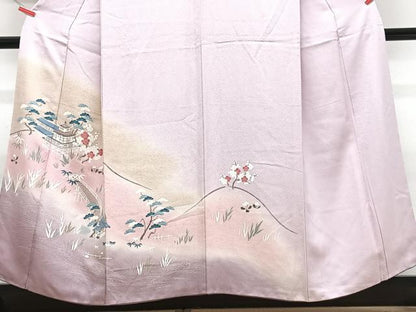 平和屋着物■訪問着 駒刺繍 風景文 暈し染め 金彩 正絹 逸品 CABF4908xe