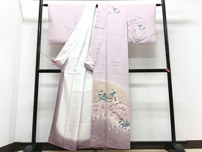 平和屋着物■訪問着 駒刺繍 風景文 暈し染め 金彩 正絹 逸品 CABF4908xe