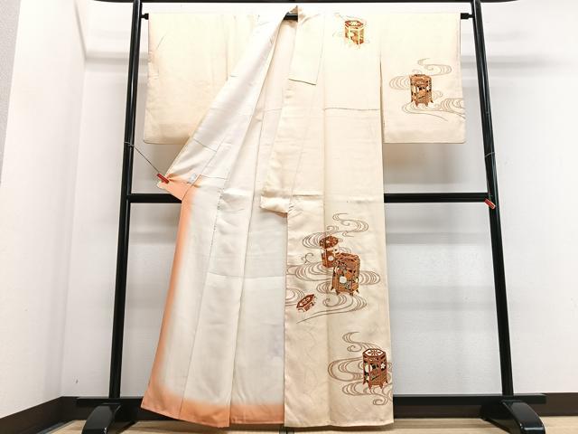 平和屋着物■訪問着 駒刺繍 貝桶花文 金彩 正絹 逸品 CABF4915xe