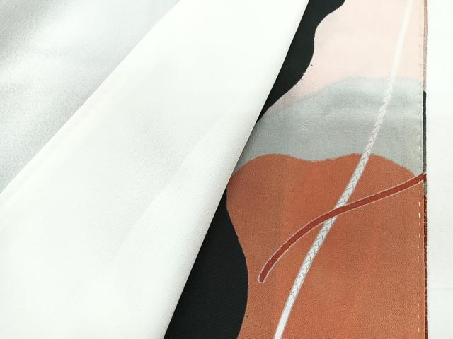 平和屋着物■豪華黒留袖 地紙花鳥文 暈し染め 金彩 正絹 逸品 CABF4922xe