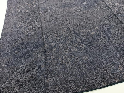 平和屋着物■上質な小紋 風景花文 正絹 逸品 CABF4928xe