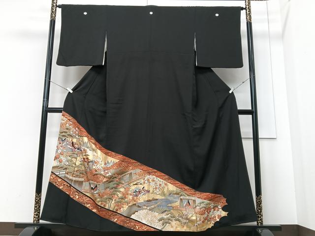 平和屋着物■豪華黒留袖 風景文 金彩 正絹 逸品 CABF4934xe
